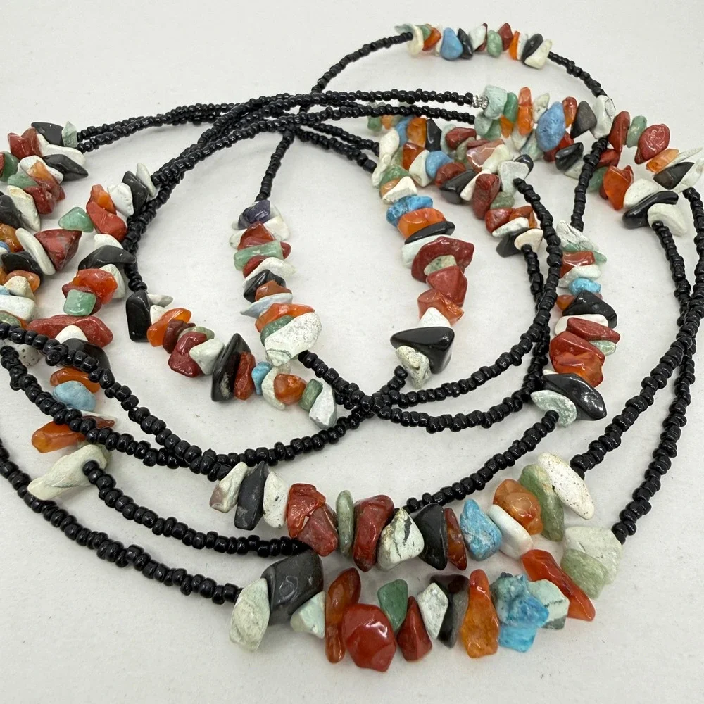 Gemstone Chip Seed‎ Bead Long Necklace Southwest 72